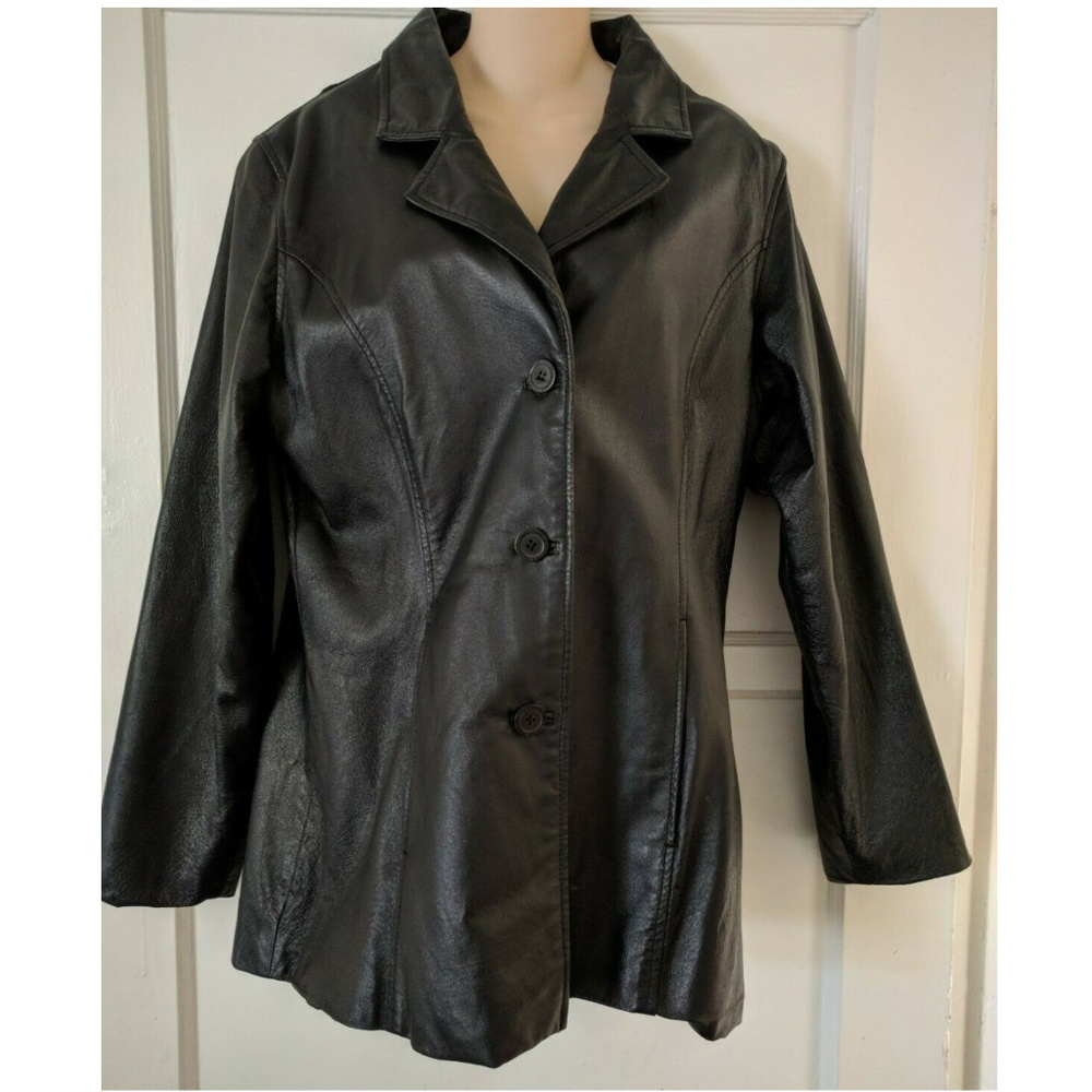 Unisex Black Leather Jacket Coat Outerwear Fashion